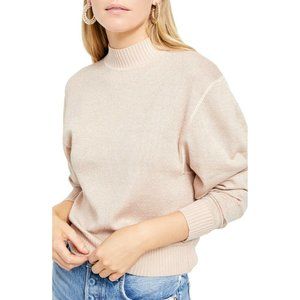 Free People Womens Sweater Beige Pullover Glitter